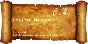 Czeider Manassé névjegykártya